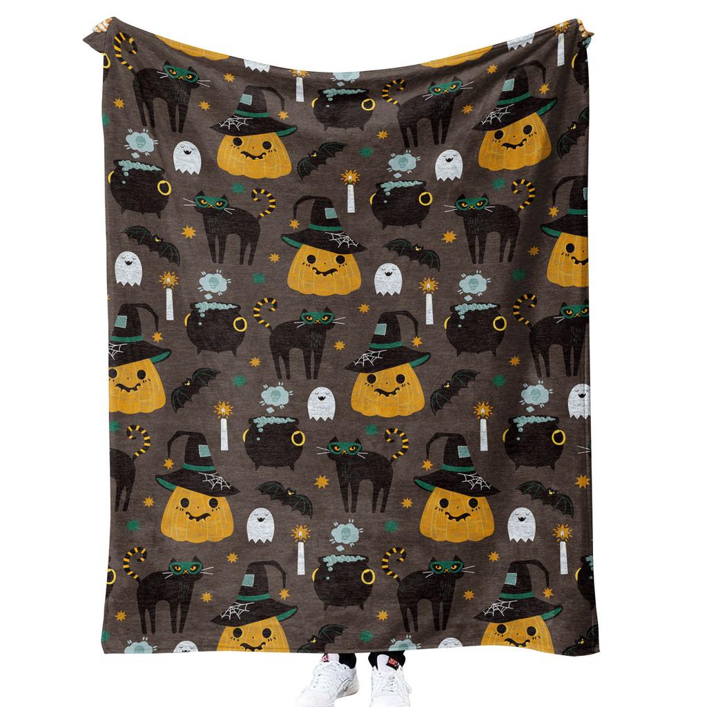 Halloween Pumpkin Design digitalprinted polyester Bedroom velvet flannel soft sofa cover blanket Fleece soft sofa cover