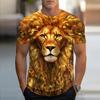 Lion Animal Pattern 3D Print T-Shirts Men Streetwear Hip Hop Short Sleeve T Shirt Oversized Tees Harajuku Y2k Tops Kids Clothing