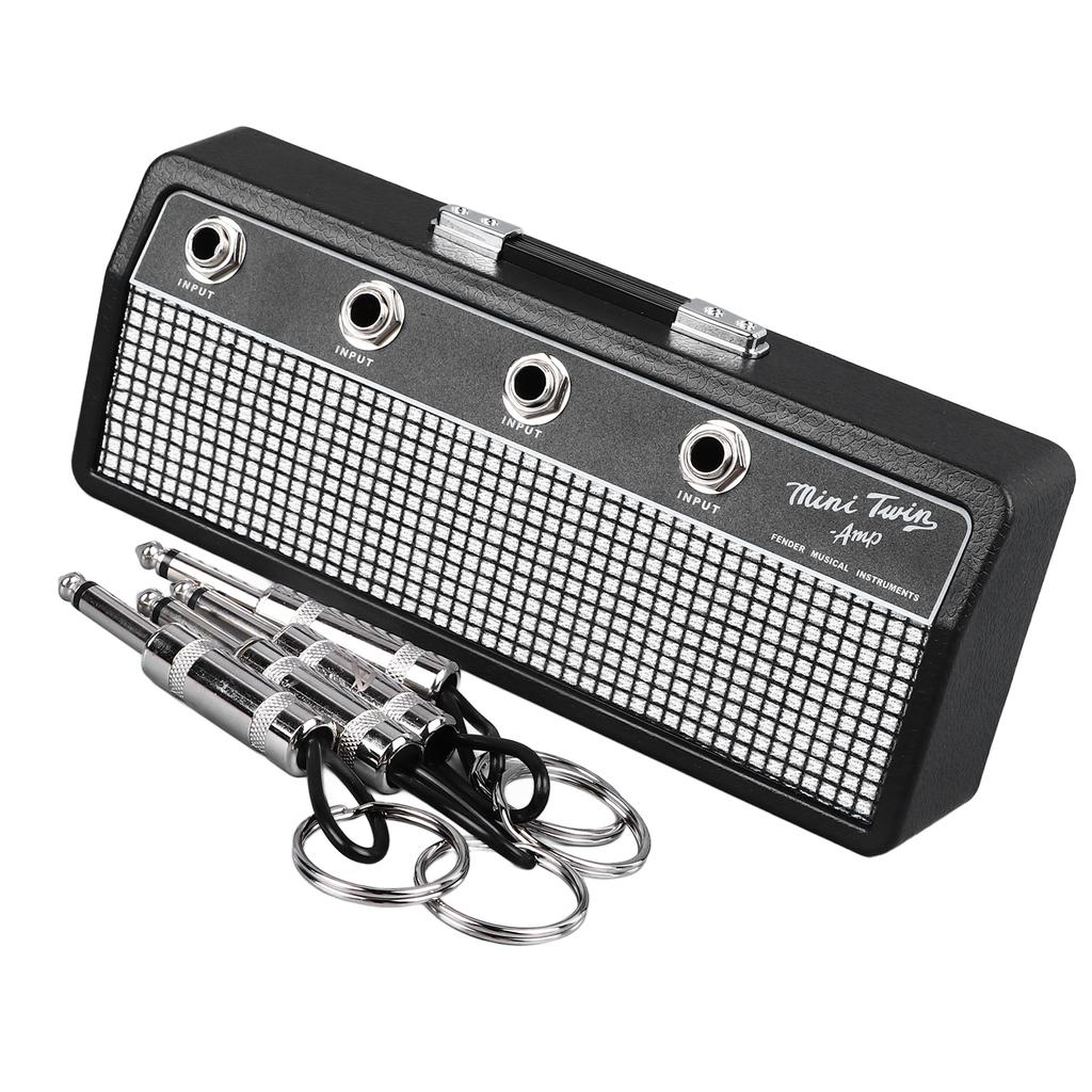 Держатель для ключей в виде гитары Многофункциональный практичный настенный держатель для ключей в виде гитарного усилителя с 4 брелоками