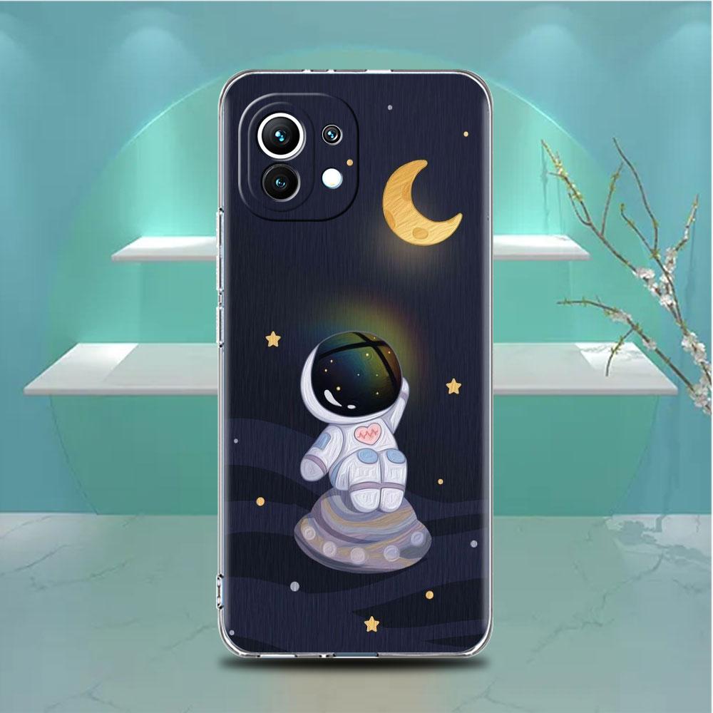 Прозрачный чехол Astronaut Universe для Xiaomi Mi Poco X3 NFC M3 Pro F3 F1 11 Lite 12 Note 10 11T 9T