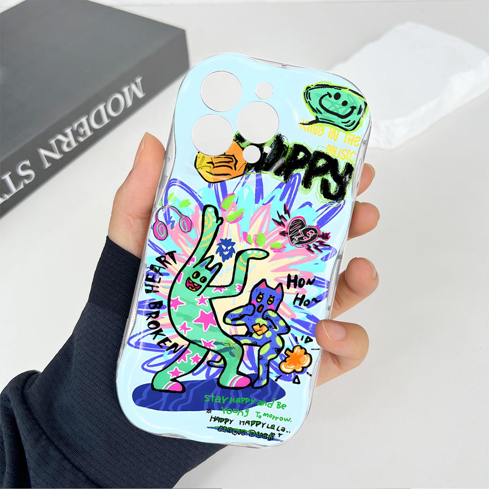 Милый мультяшный узор, кремовая текстура, мягкий силиконовый чехол с волнистыми краями, чехол для телефона для Huawei Honor Infinix Tecno iPhone