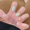 Милые мультяшные короткие ногти-типсы гробовидной формы - Съемные дофаминовые маникюрные типсы