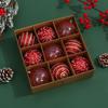 9 Pcs 8cm Painted Christmas Ball Pendant Shatterproof Plastic Christmas Hanging Balls Reusable Xmas Tree Ornaments