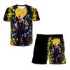 Summer Round Neck 3D Dragon Ball Series Printed Set Fashionable and Casual Short Sleeved Shorts Children's Boy Clothing Sets