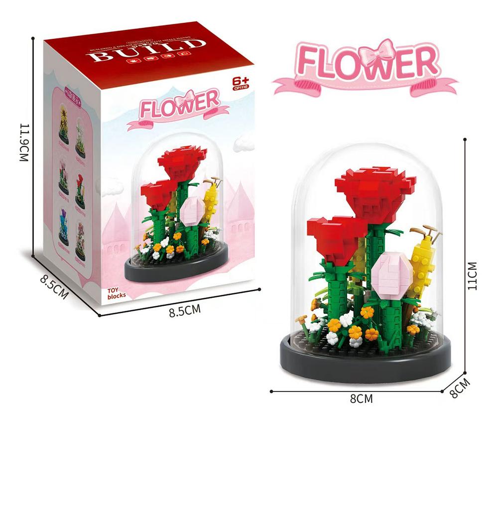 Букет Вечных Цветов Бонсай Комнатное Растение Модель Микро Строительные Блоки Украшение для Дома Головоломка Игрушки Детские Подарки на День Рождения Рождество