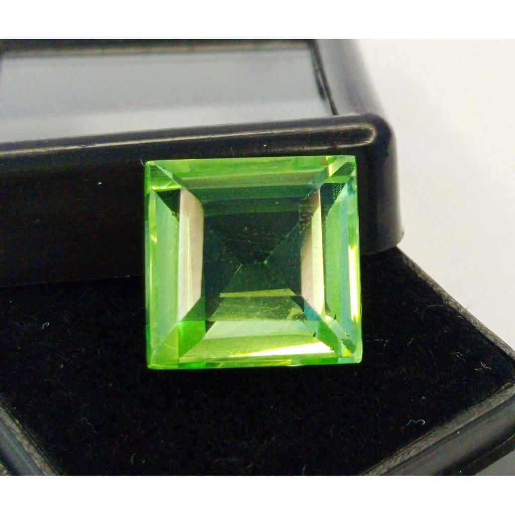 12-14 Ct Natural Green Peridot Princess Cut Fabulous Certified Loose Gemstone