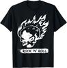 Хипстерская футболка с принтом 'Пылающий Череп Rock N Roll', повседневная, хлопковая, с коротким рукавом