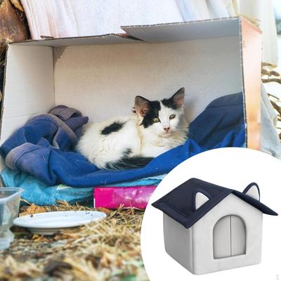 Кошачий домик для уличных кошек, котят, водонепроницаемое, всепогодное, утепленное укрытие, гнездо для питомца