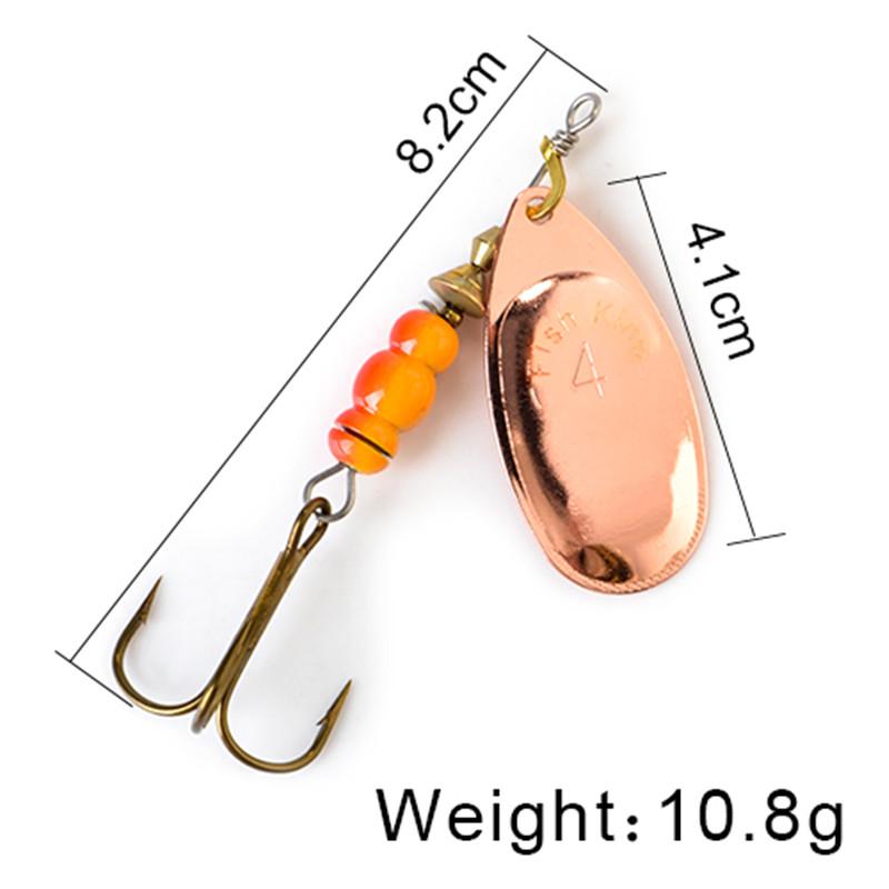 FISH KING Spinner Bait 3,9 г, 4,6 г, 7,4 г, 10,8 г, 15 г, приманки для ложки, металлические приманки для щуки с тройными крючками, искусственная приманка для окуня, рыболовная приманка
