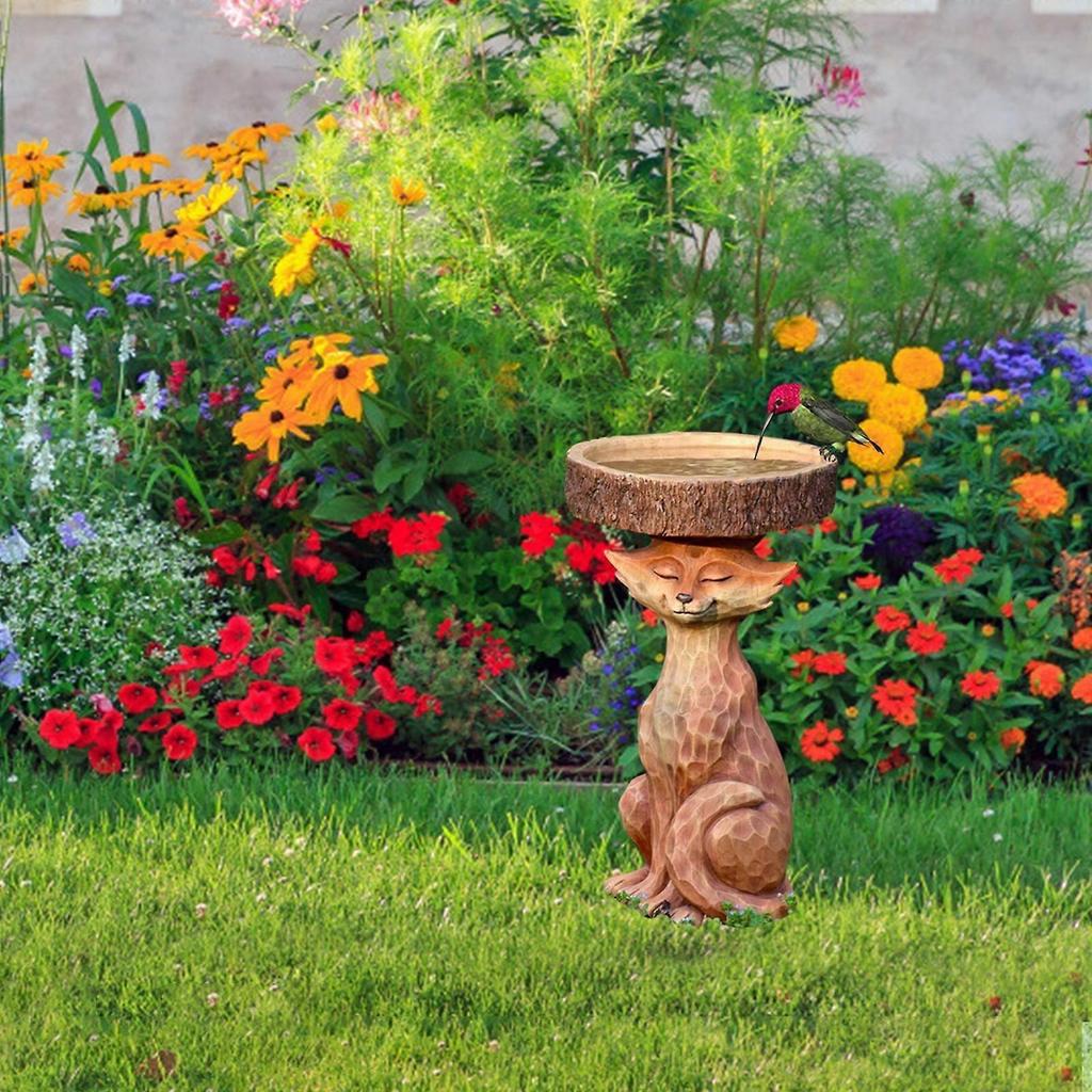 Bird Feeder Resin Statue – Cute Garden Art Sculpture For Outdoor Indoor Functional Bird Waterer Budgie Cage