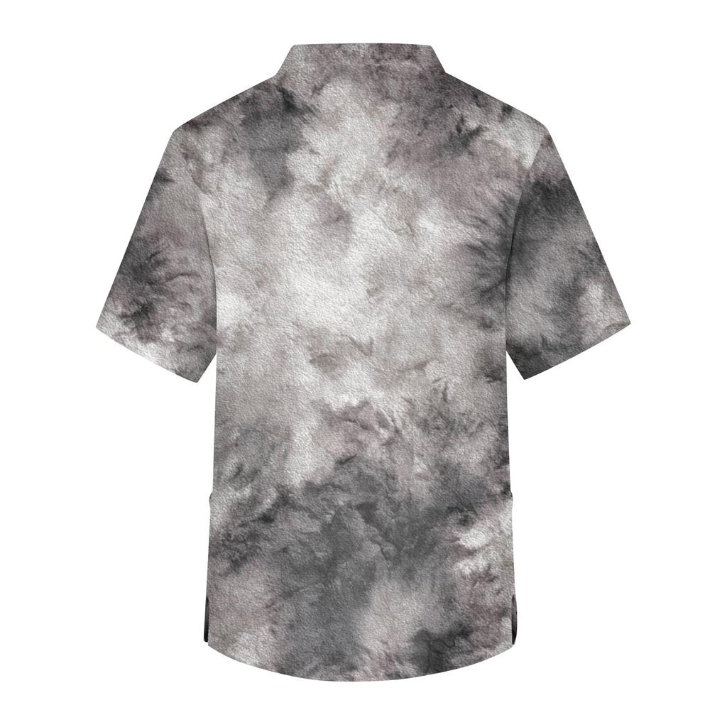 Мужская рабочая блузка с короткими рукавами и v-образным вырезом с принтом, топ с нагрудным карманом