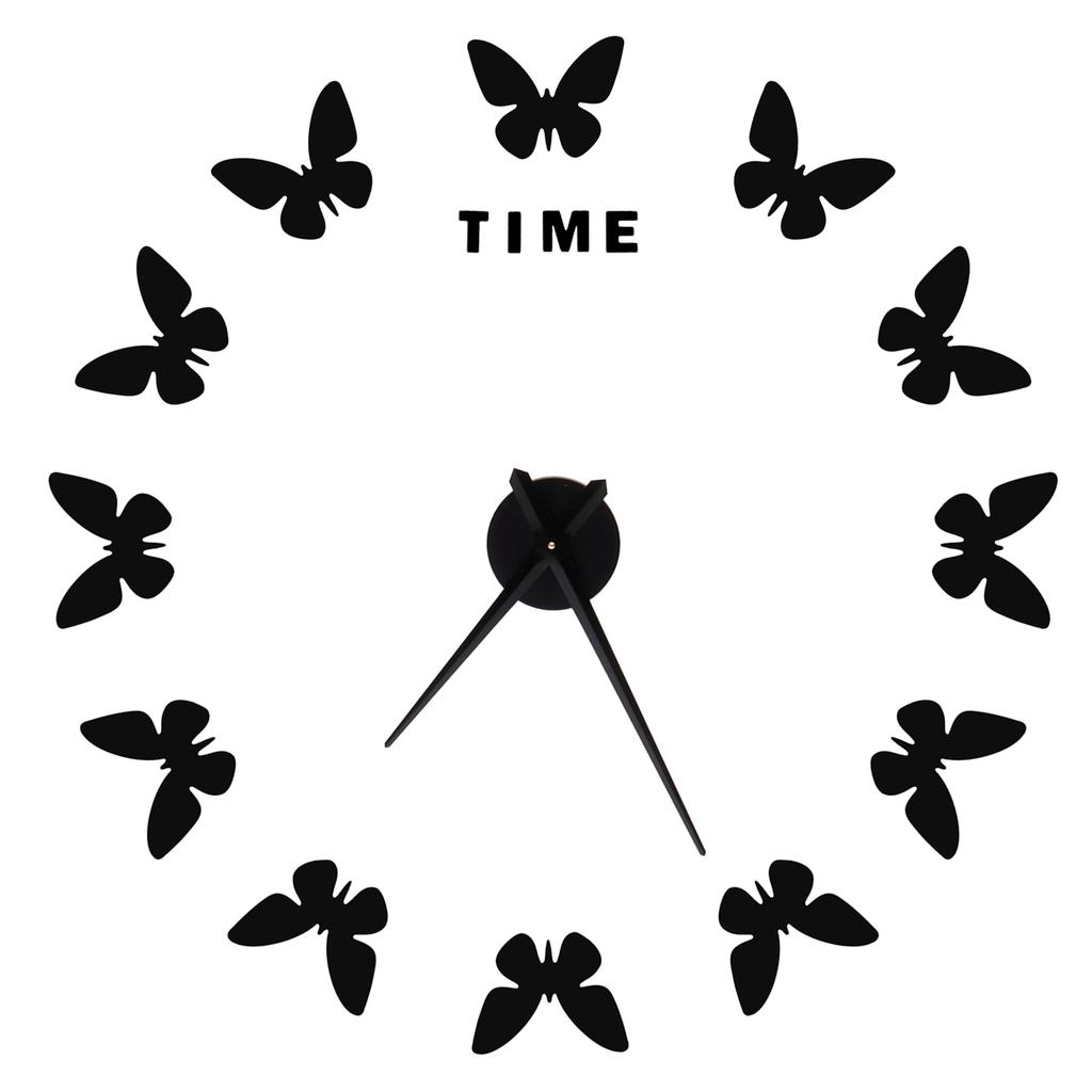 Large Wall Sticker Clock Butterfly Shape Innovation DIY Modern Art Living Room DecorationBlack