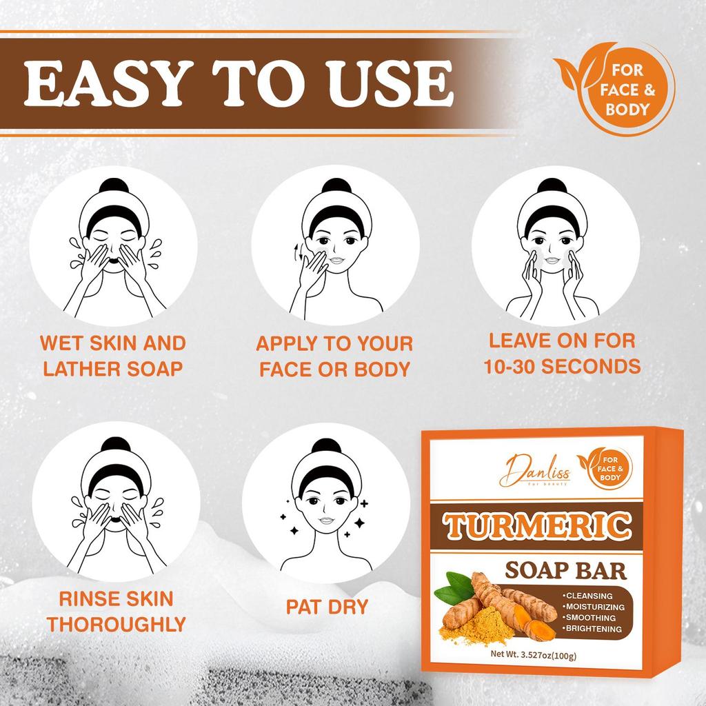 Turmeric Soap Bar - Deep Cleaning and Moisturizing Face & Body Skin, Promote a Smoother, More Radiant Skin Texture,100g