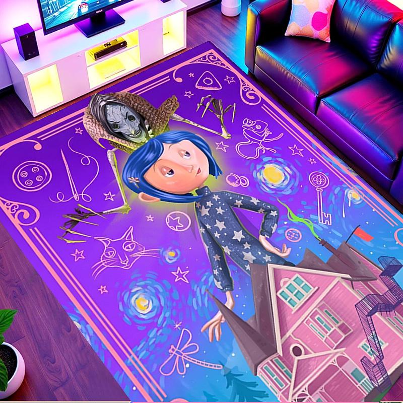 Coraline Print Rug, Washable Floor Carpet, For Entryway Dorm Laundry Room Office Study, Home Decor Birthday Christmas Gift