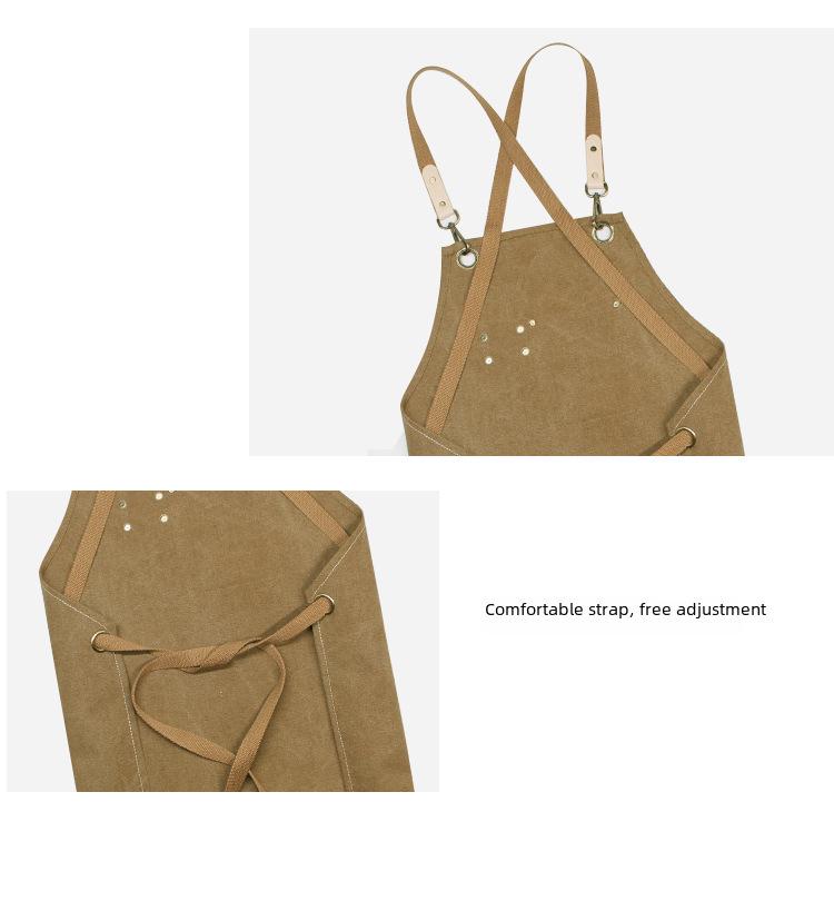Фартук из холста с цветочным логотипом для молочного чая, выпечки, кухни и парикмахерской - утолщенный, для мужчин и женщин