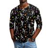 Мужская повседневная рубашка-henley с принтом на Хэллоуин, реглан, с рукавом три четверти, пуловер для повседневной носки