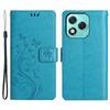 For Honor 400 Lite 5G Leather Wallet Case Butterfly Flower Imprinted Phone Cover with Strap