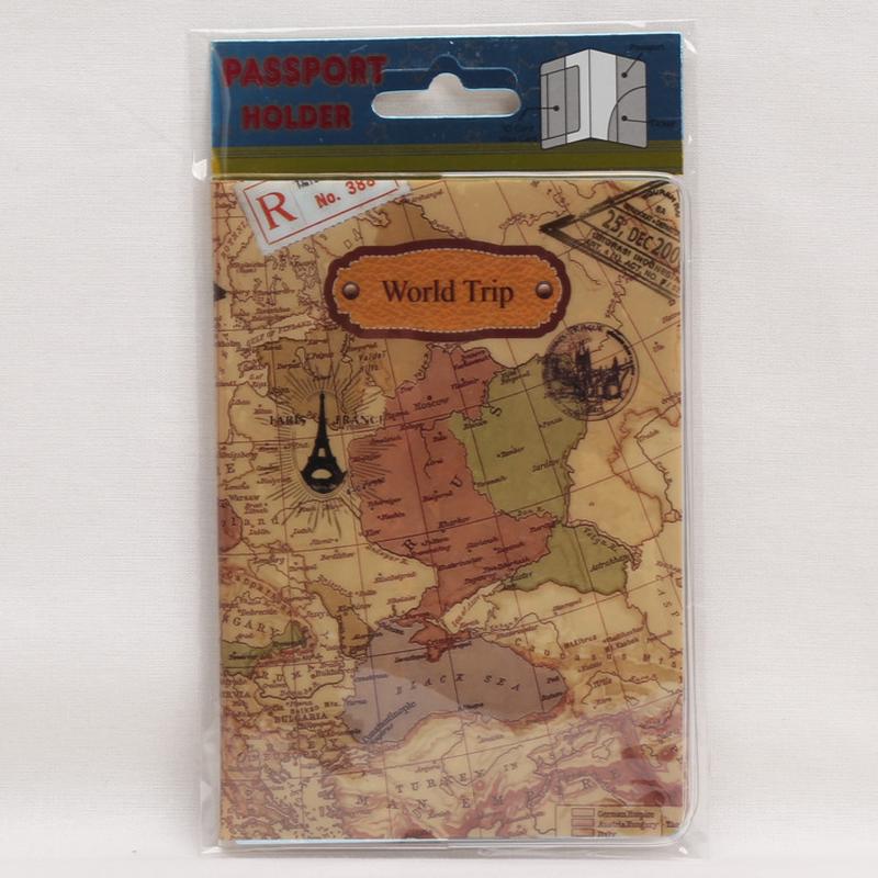 New World Trip Map Travel Passport Covers PVC Leather ID Card Bag Passport Holder Passport Wallets
