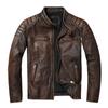 Chinese Size Vintage Yellow Brown Real Cowhide Genuine Leather Jacket Men Motorcycle Coat Mens Biker Clothes Spring Autumn Asian Size 6XL