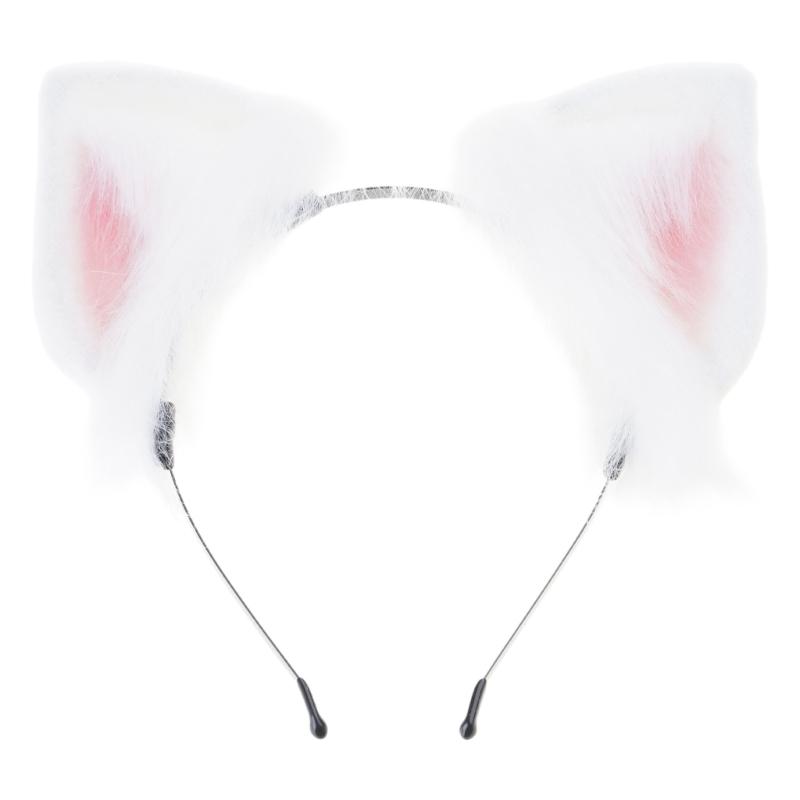 Lolita Headbands Furry Animal for Cat Ears Headwear Kawaii Hair Hoop for Halloween Cosplay Headpiece Party Supplies