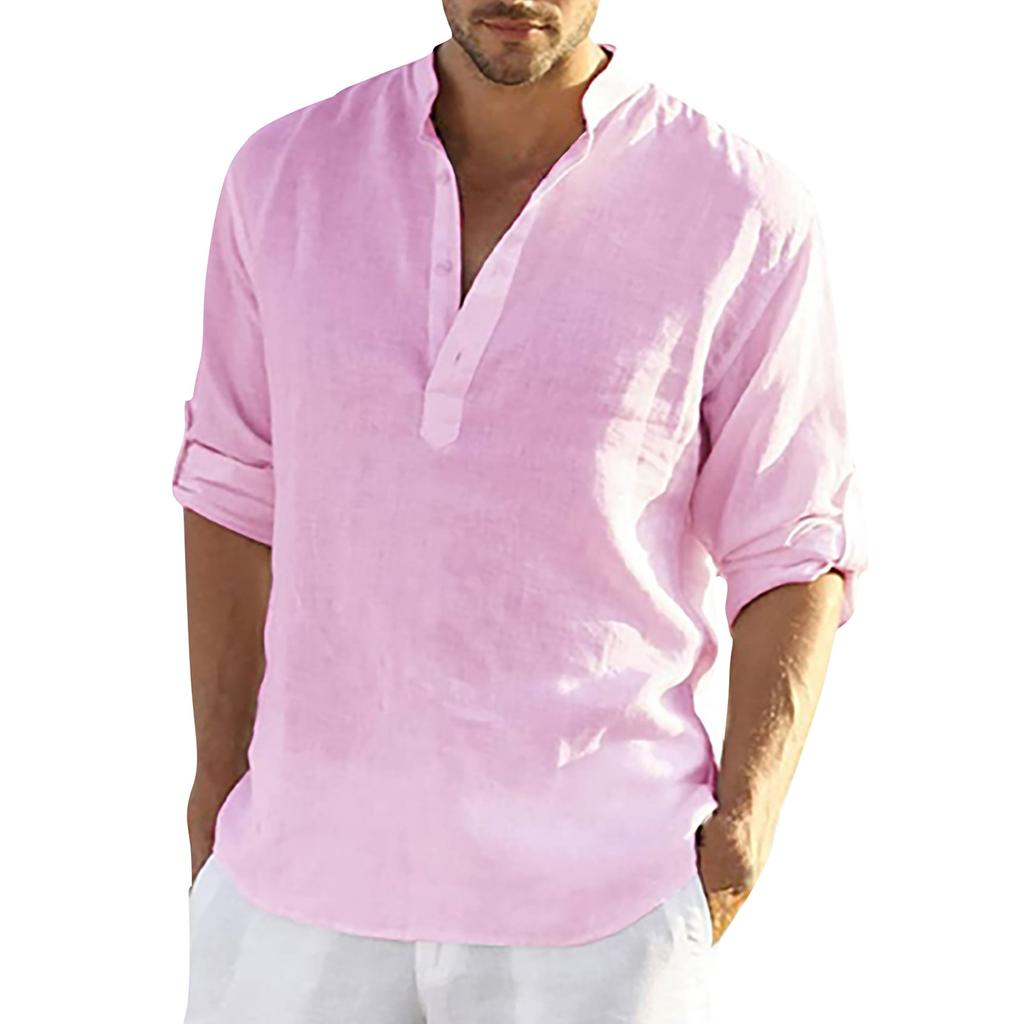 Дизайнерские весенне-летние мужские повседневные хлопковые льняные рубашки с длинным рукавом, свободные рубашки