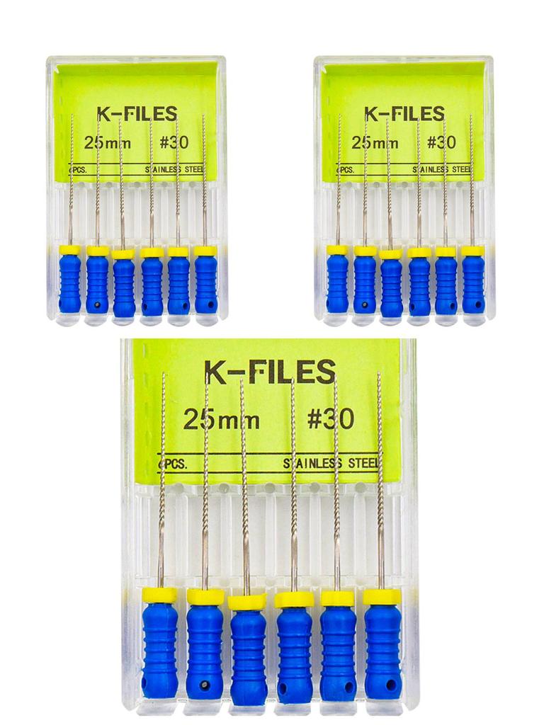 3boxes,6Pcs/Box Dental K Files 21mm/25mm Hand Use Files Stainless Steel Root Canal Files Dentistry Endodontic Instruments