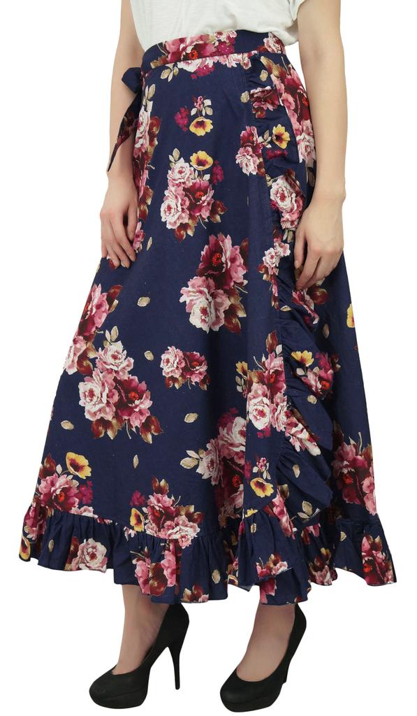 Phagun Женская накидка Magic с цветочным принтом и хлопковым поясом и оборками