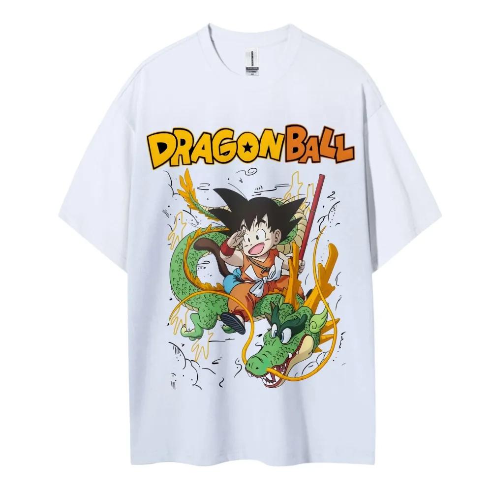 2026 Summer Dragon Ball Oversized Tshirt High Quality 100 Cotton Kid Goku Shenron Print Unisex Retro Casual Adults Kids