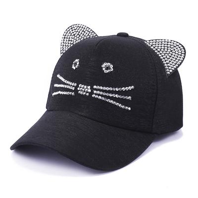 Бейсболка с ушками кошки женская летняя модная корейский уличный стиль повседневная защита от солнца хип-хоп снепбэк в черном/белом