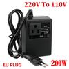 NEW 200W Voltage Converter Transformer 220V To 110V Step Down Travel EU Plug Voltage Transformer Converter