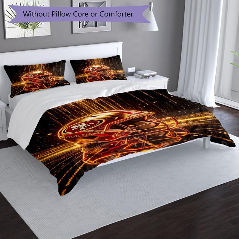 San Francisco 49ers Helmet Custom Name Text Print 1Pc Bedding Set Duvet Cover With Two Pillowcases Soft Bed Linen For Household Bedroom