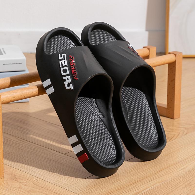 Мужские летние тапочки для дома, мягкая подошва, нескользящая, спортивный стиль, пляжные сандалии для ванной, удобная домашняя обувь для пары