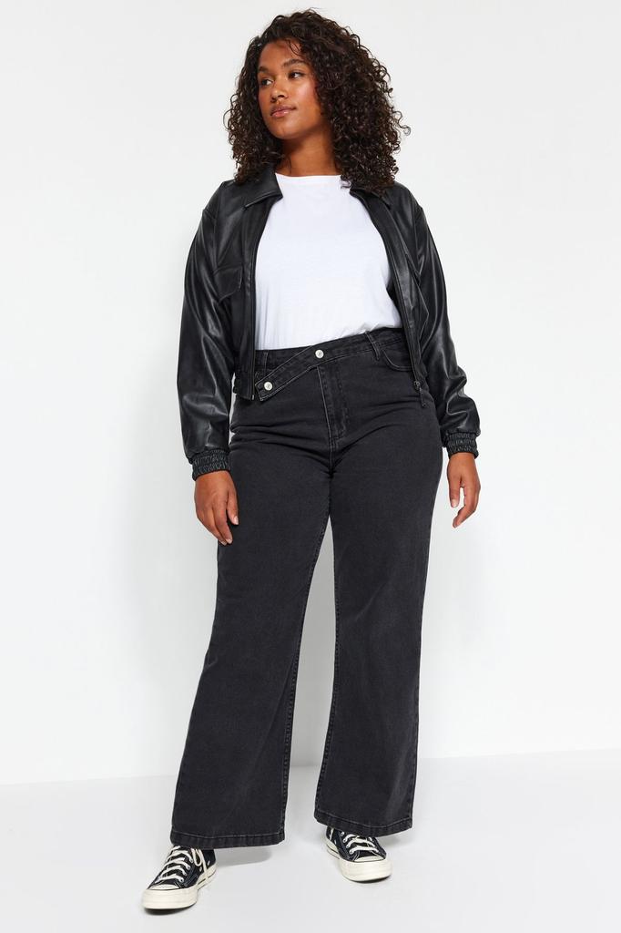 Женские синие джинсы широкого кроя больших размеров