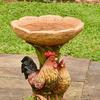 Смола Птичьи ванны Кормушка и поилка для диких птиц для улицы, Петух и курица Птичья ванна Уличная садовая статуя Колибри Стоящая чаша Ванна Колышки
