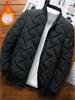 Men'S Casual Striped Polyester Jacket with Zipper, Baseball Collar, and Non-Stretch Fabric - Woven Fall/Winter Warmth Coat Outerwear, Thick