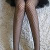 Sexy Women Long Socks Fishnet Mesh Solid Color Lace Top Thigh High Stockings