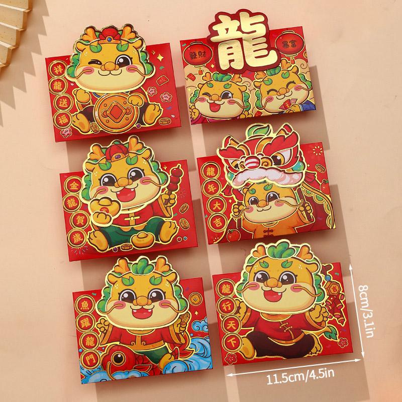 4/6Pcs New Year Red Envelope  Chinese Spring Festival Hongbao Traditional Lucky Money Packets Horse Year Money Pouch