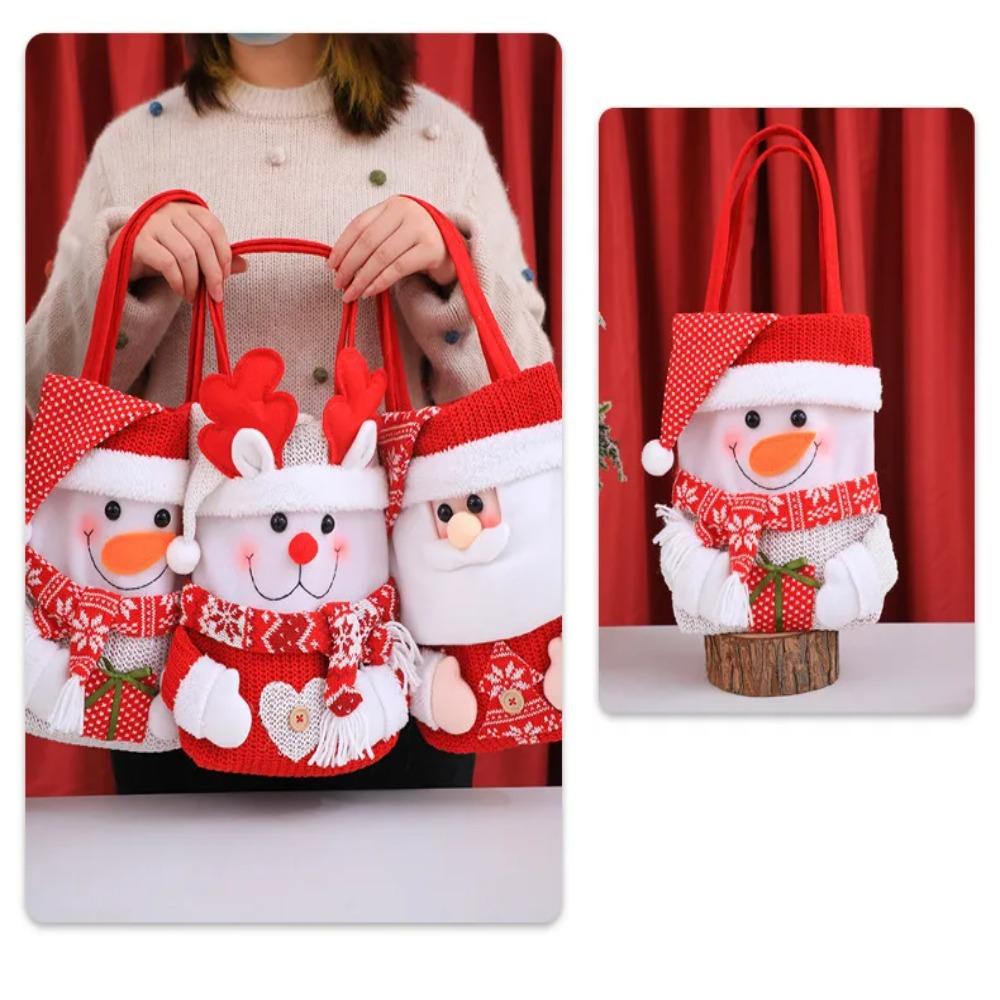 Cartoon Christmas Eve Apple Bag Handheld Xmas Candy Bag Christmas Tote Bags Xmas Ornaments
