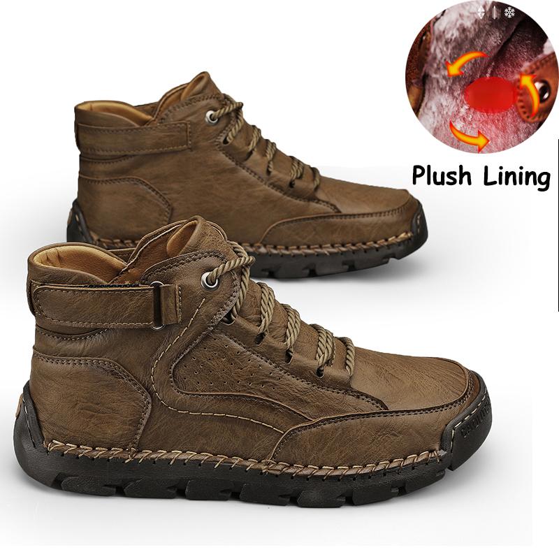 Men's Ankle Boots Handmade Plush Shoes Casual Shoes Autumn and Winter Plus Size 39-48