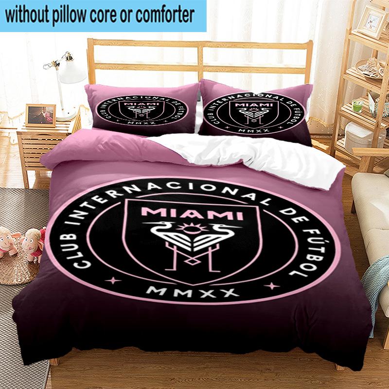 3pcs Inter Fc Emblem Printed Bedding Set Duvet Cover Closure Includes 1 Duvet Cover & 2 Pillowcases Bedding Sets Home Decor Gifts