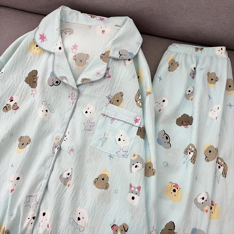 Весенний модный комплект пижамы больших размеров для женщин с рисунком милой звезды и собаки, женский комплект пижамы в стиле Харадзюку