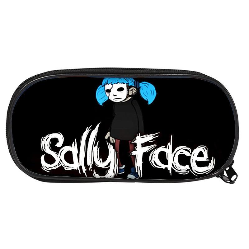Professional Nylon Pencil Case With Sally Face Cartoon Print Design For Students And Office Workers
