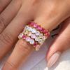 Purple Zircon Ring Rose Red Stackable Ring Fashion Stainless Steel Ring  Simple Design