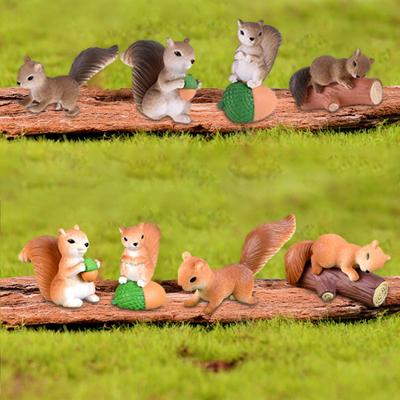 Мини-фигурки животных-белок, украшение, милая миниатюрная садовая статуэтка в виде белки для полки, офиса, внутреннего, наружного, балкона, патио