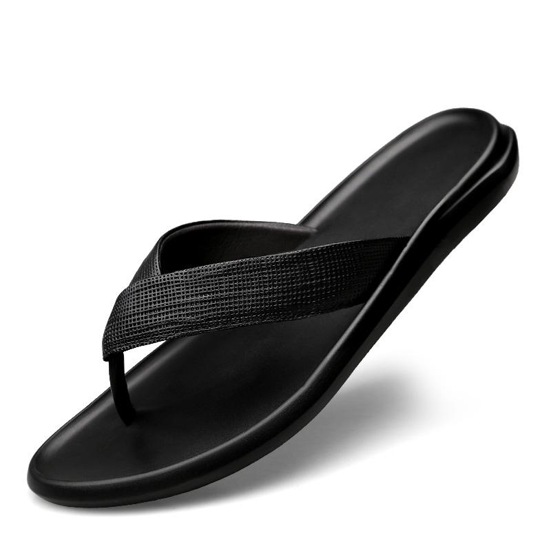 Мужские шлепанцы из натуральной кожи, новые летние тапочки для мужчин, нескользящие балетки, дышащие, полупрозрачные, классные тапочки, мужские сандалии