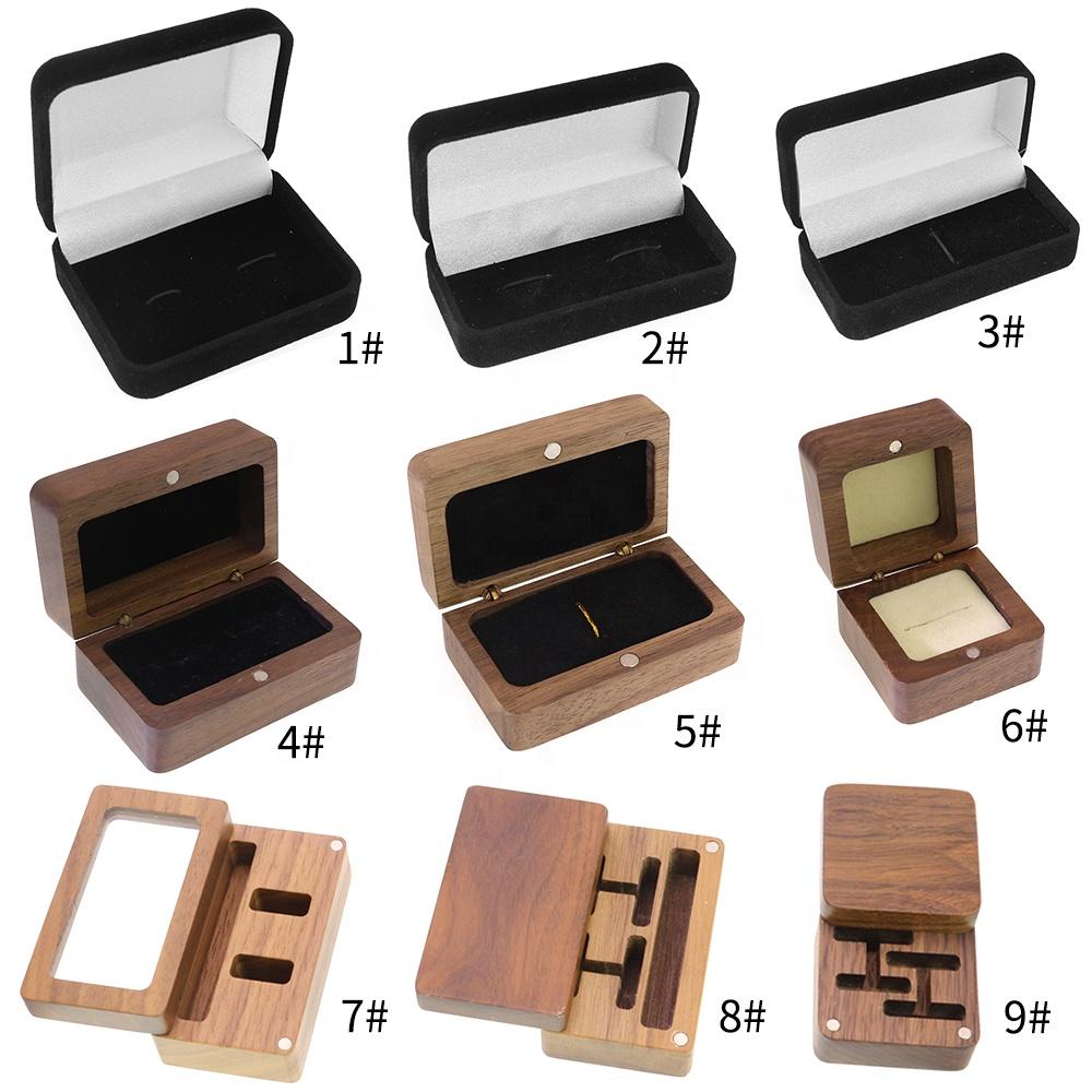 Foldable Velvet Plastic Blank Jewelry Box Custom Logo Cufflink Tie Clip Ring Small Jewelry Packaging Box Party Favor Use