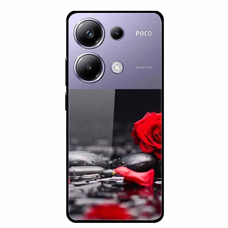 Красочный эстетичный чехол из закаленного стекла для Redmi 12 5G и POCO M6 PRO