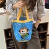 Милая сумка-ведро с дудлами, сумка-цилиндр с мультяшным принтом, холщовая сумка, женская сумочка, сумка для ланча, сумка-шоппер, школьная сумка