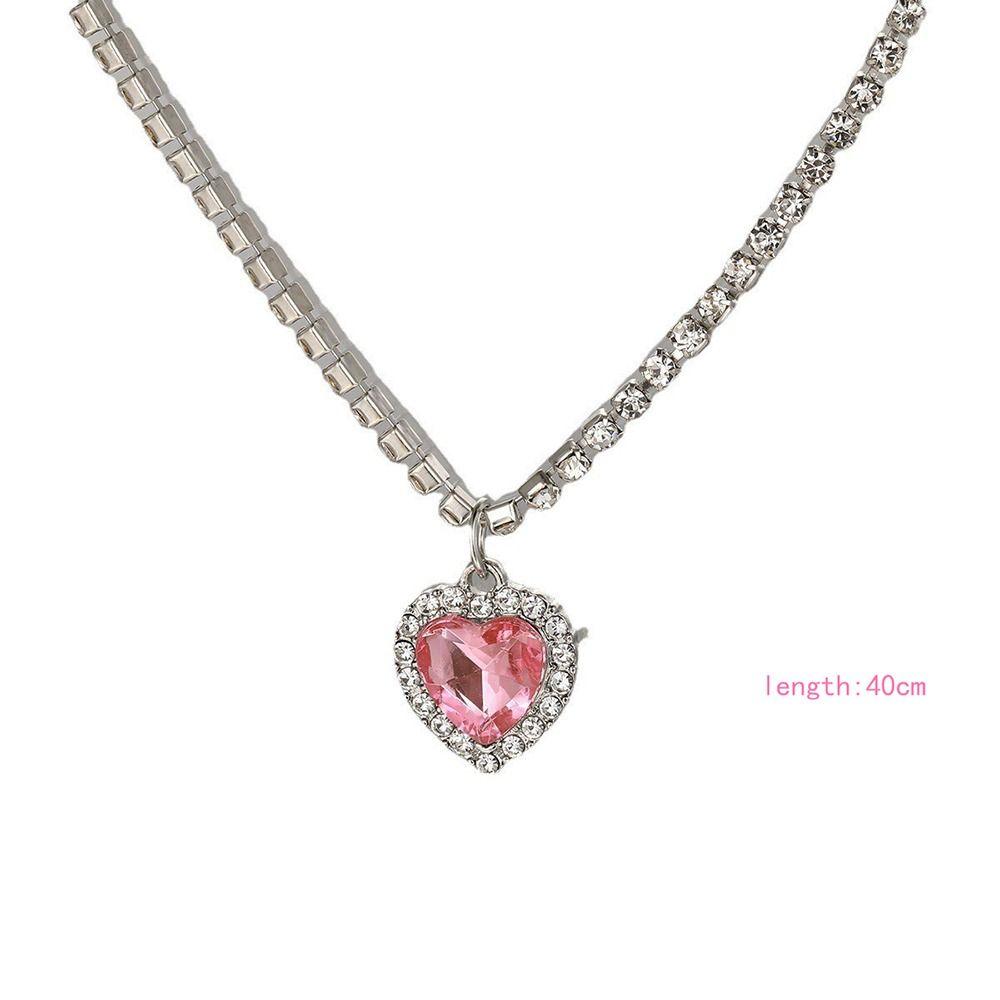Кристаллическое сердце ожерелье кристаллическое сердце многослойная блестящая цепь Y2K ключичная цепь женщины девушки