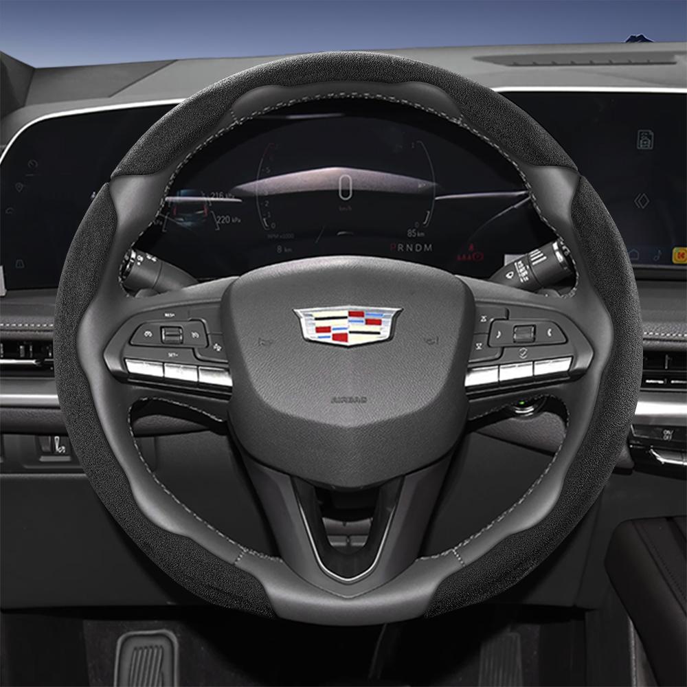 Подходит для чехла рулевого колеса Cadillac Sports из замши с раздельной защелкой для таких моделей, как Escalade, Lyriq, Xt5, Xt4, Xt6, Ct5, Ct4, Celesti